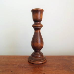 Wooden Candle Stick, One Round Wood Spindle Style Candleholder, Traditional Taper Candlestick Holder