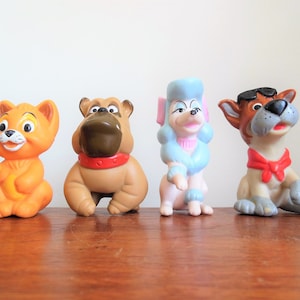 Oliver and Company McDonald&#39;s Finger Puppets, Four Toys, Oliver the Cat, Francis Georgette Dodger Dogs, 1988 Disney Movie, Kids Happy Meal