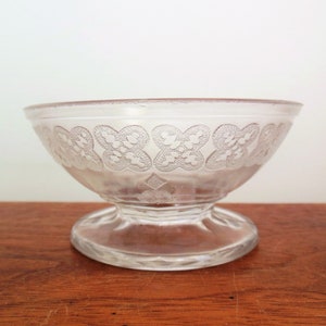 Glass Dish Stippled Clovers or Flowers, EAPG Small Bowl on Pedestal, Little Dish for Snacks or Trinkets, Sold As Is, CLEARANCE