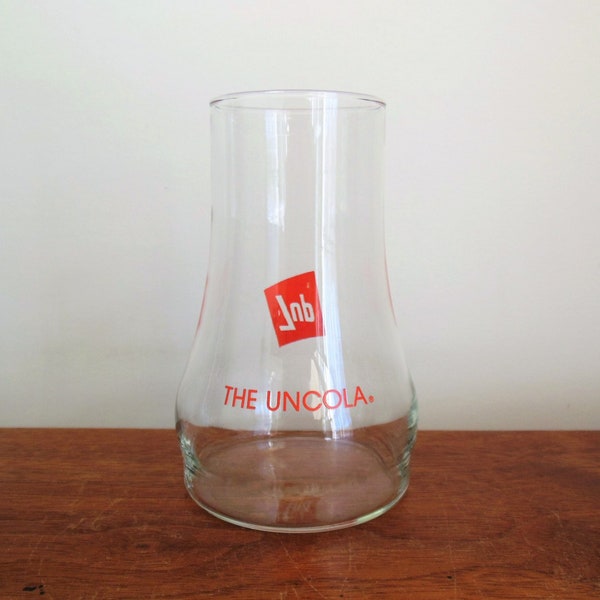 7 Up the Uncola Glass, Upside Down Vintage Advertising Tumbler, 1970's Soda Pop Novelty Drinking Glass, Retro Kitchen or Barware