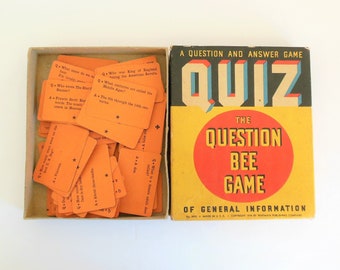 Quiz The Question Bee Game of General Information, Copyright 1939 by Whitman Publishing, Old Question and Answer Trivia Card Game