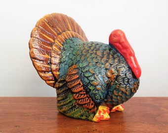 TURKEY FIGURINE GANZ NEW WOODEN BRIGHTLY COLORED STANDS 5 INCHES TALL TURKEY FIGURINE GANZ NEW WOODEN BRIGHTLY COLORED STANDS 5 INCHES TALL