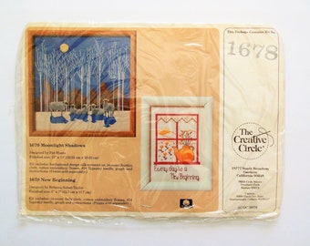 New Beginning Cross Stitch Kit, Creative Circle Number 1678 Unused Kit, 1987 Counted Cross Stitch of Kitchen Window