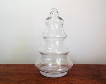 Christmas Tree Clear Glass Jar Candy Holiday Apothecary 7.5"