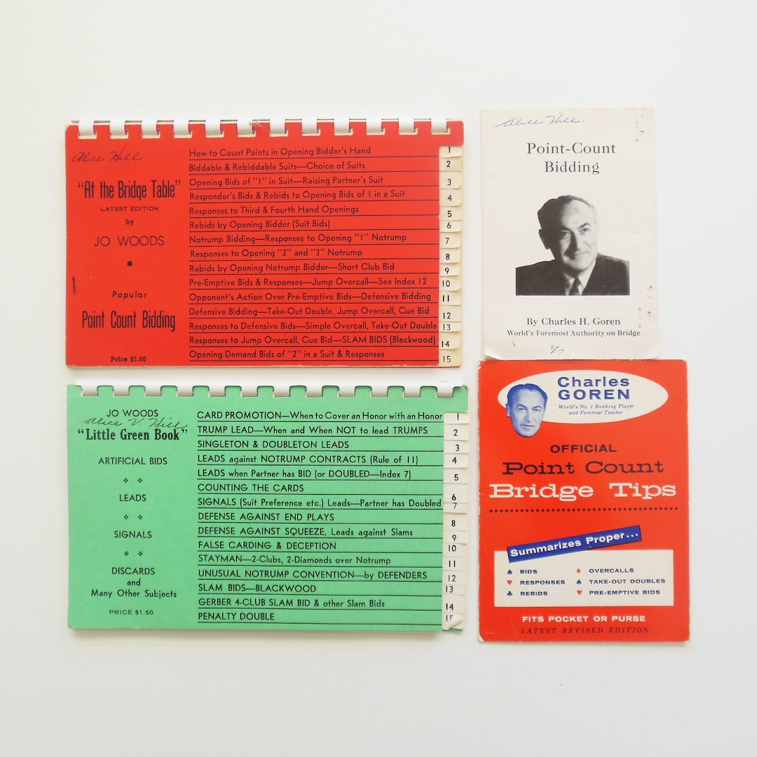 Jo Woods Bridge Reference Guides, Green Instruction Book and Red at the ...