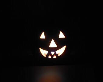 Halloween Ceramic Pumpkin Jack O Lantern in Original Box, Light