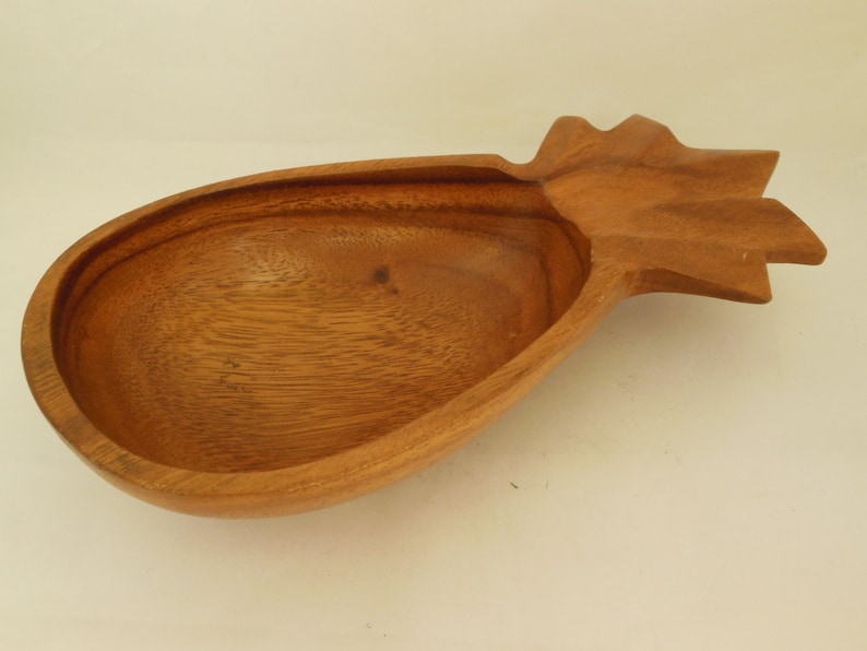Wooden Pineapple Bowl Wood Hawaiian Tropical Pineapple Shaped Etsy