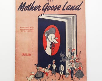 Songs and Pictures from Mother Goose Land Book ©1941, Rhymes Music and Coloring for Children