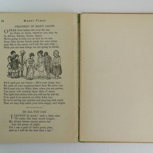 May include: An illustration of children from different countries around the world. The children are holding hands and smiling. The text reads "Dear little babies far over the sea, In China or India, where'er you may be, In Africa, Burma, Korea, Japan, We're going to help you as fast as we can. Your little brown hands reach for ours today. And this is the secret we'll tell far and wide- With you our best things we are going to divide."