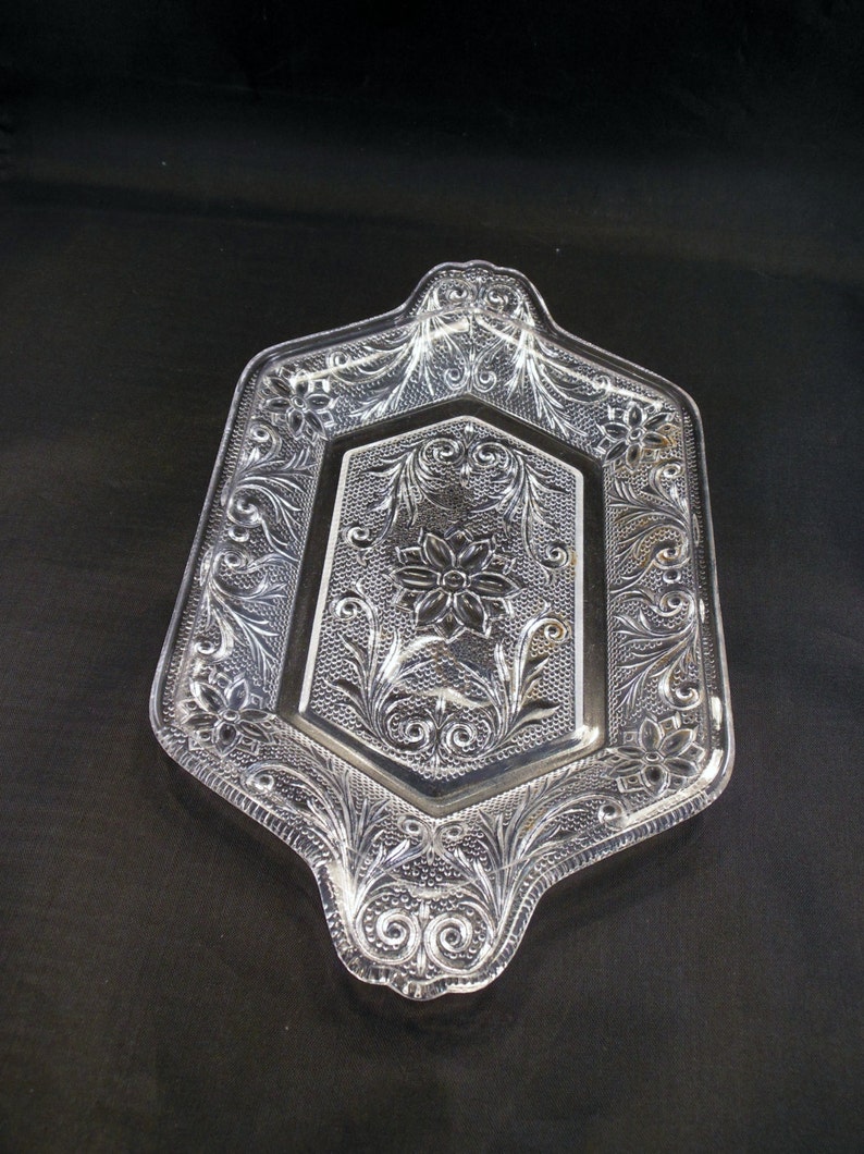 Indiana Glass Tiara Clear Depression Glass Plate Floral Design Etsy