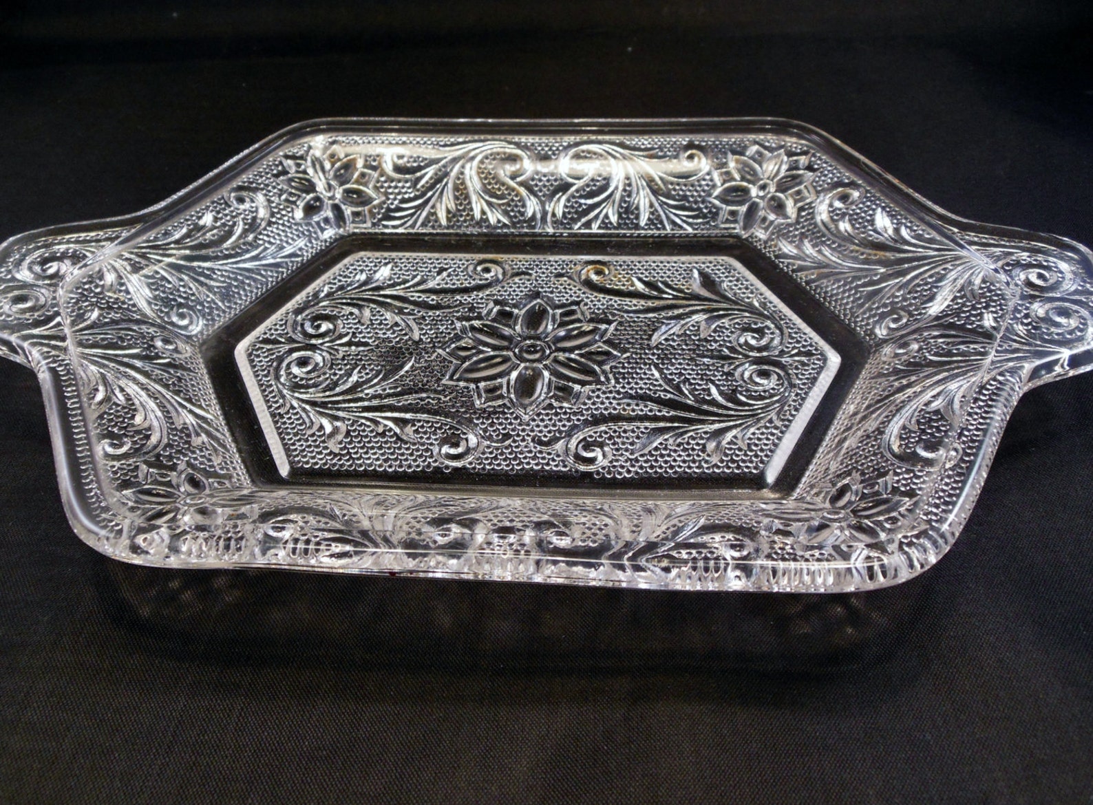 Indiana Glass Tiara Clear Depression Glass Plate Floral Design Etsy