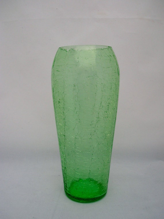 Clearance Green Crackle Glass Vase Spring Green Flower Pot Etsy