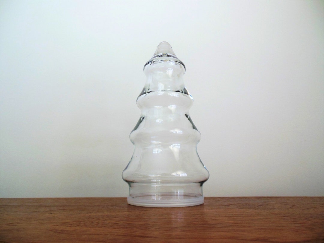 Glass Christmas Tree Shaped Jar, Clear Glass Holiday Candy Container