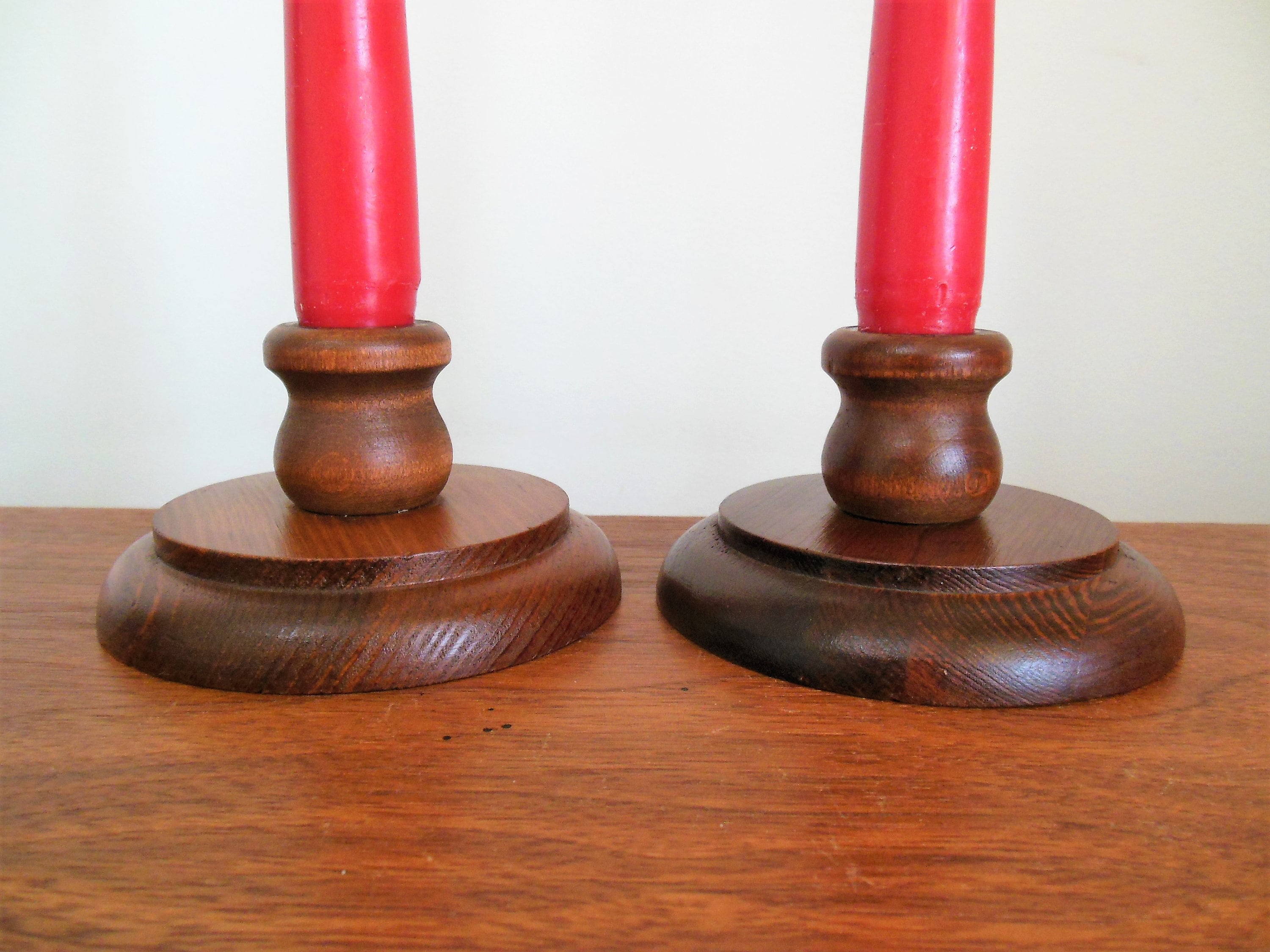 Wooden Candle Stick One Round Wood Handmade Taper Candle Etsy