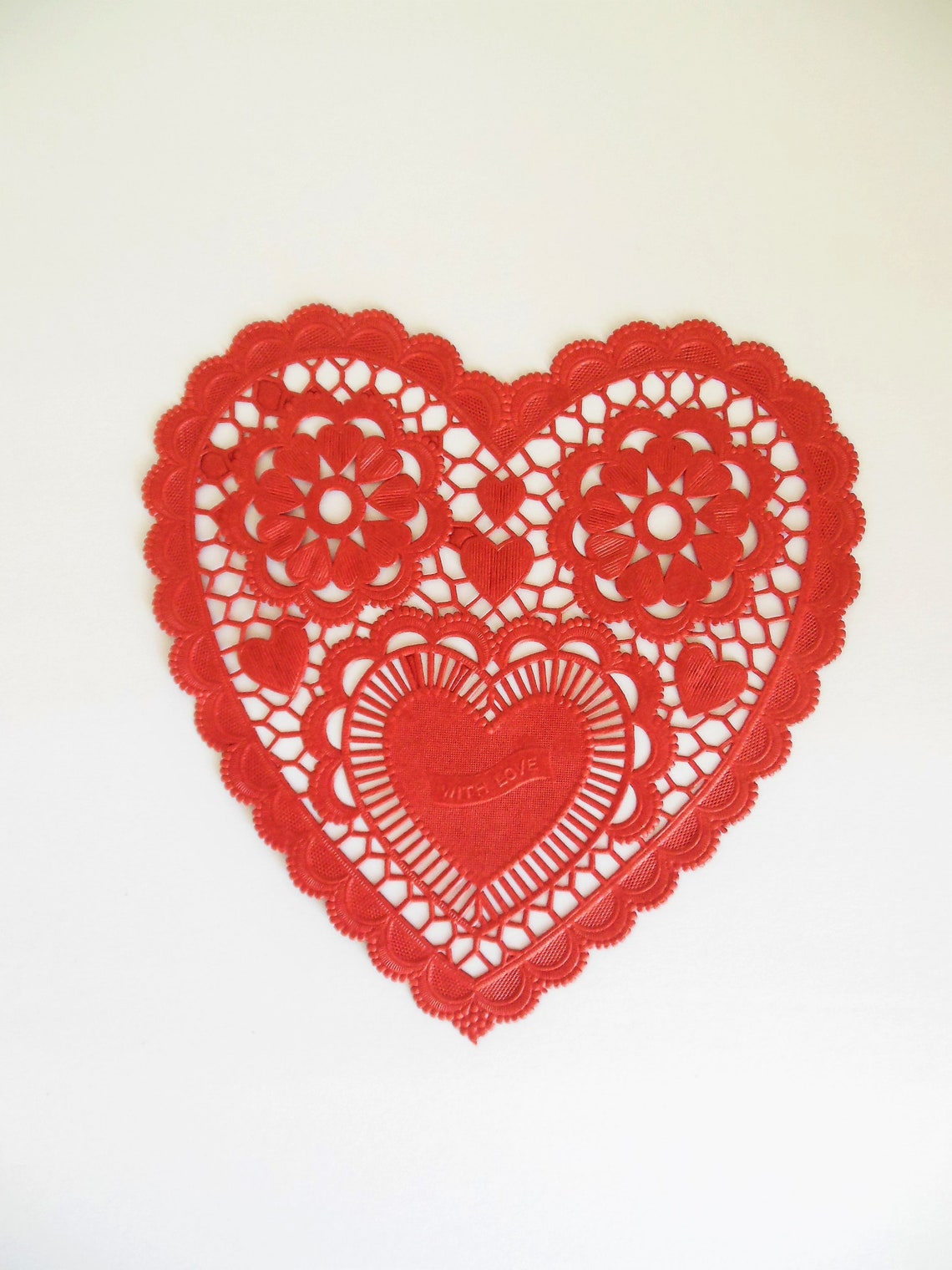 Red Heart Shaped Paper Lace Doilies 15 Amscan Made in Hong Etsy