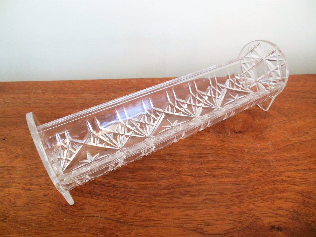 Plastic Cracker Tray Clear Crystal Cut Holder Fancy Server Etsy