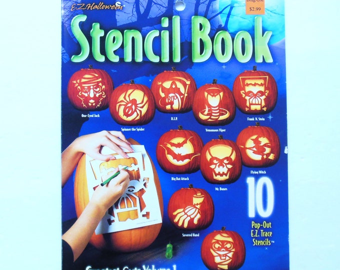 Halloween Stencil Book Pumpkin Carving, 10 Pop Out EZ Trace Stencils ...