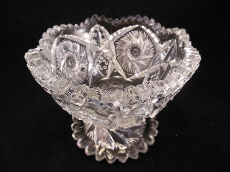 Clear Pressed Glass Compote on Pedestal EAPG With Facets Etsy
