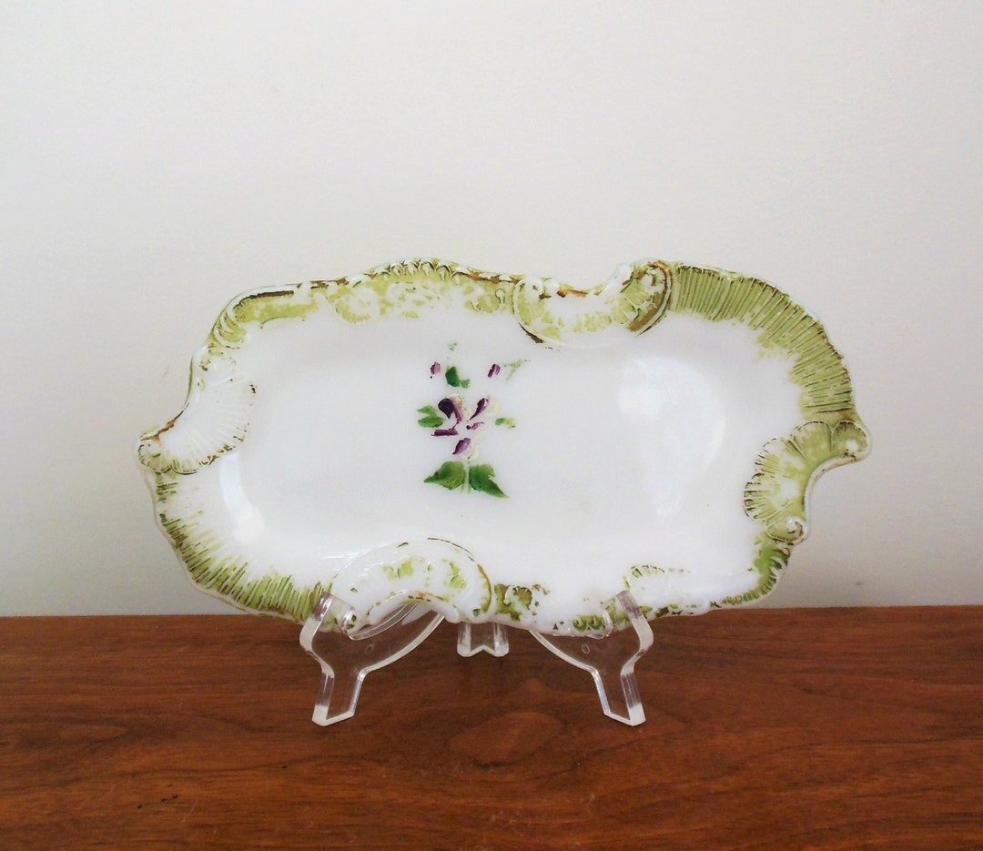 Milk Glass Dresser Tray White Victorian Milkglass Embossed Etsy
