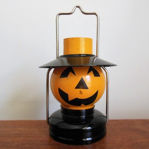 Halloween Pumpkin Candle Holder, Glass and Metal Jack O Lantern Light, Lantern for Tea Light Candle, Fall Autumn Decor, Sold As Is