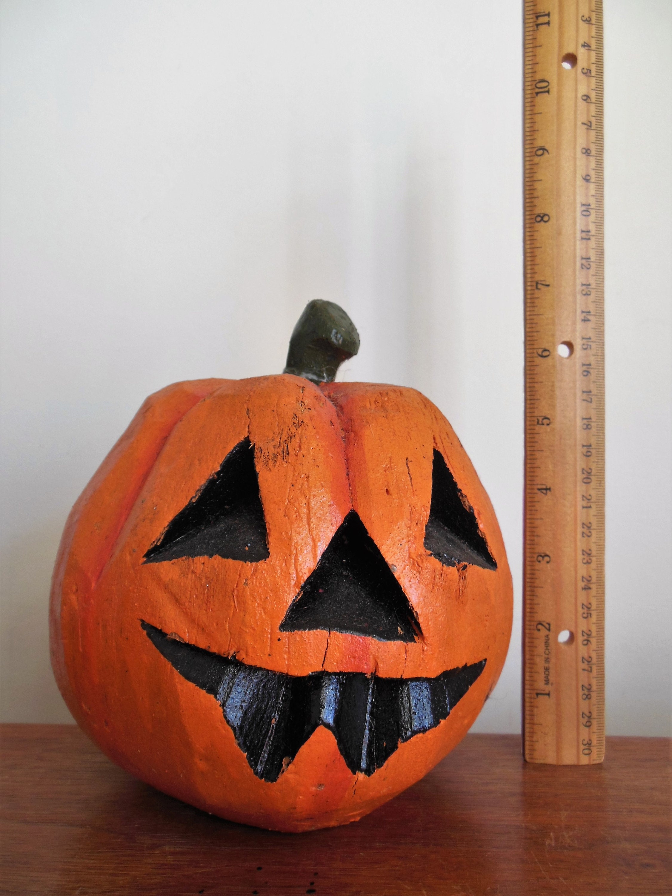 Halloween Coconut Pumpkin Jack O' Lantern With Black Fangs Eyes