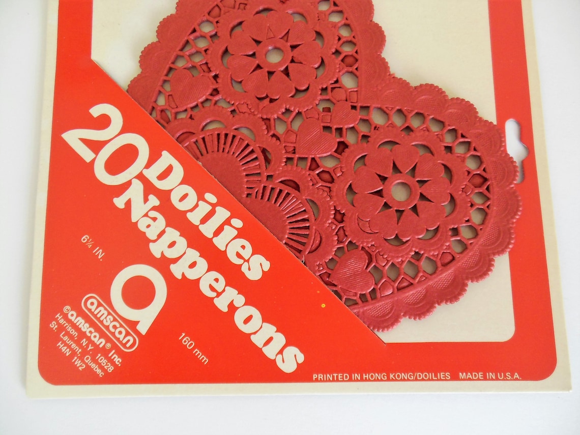 Red Heart Shaped Paper Lace Doilies 15 Amscan Made in Hong Etsy