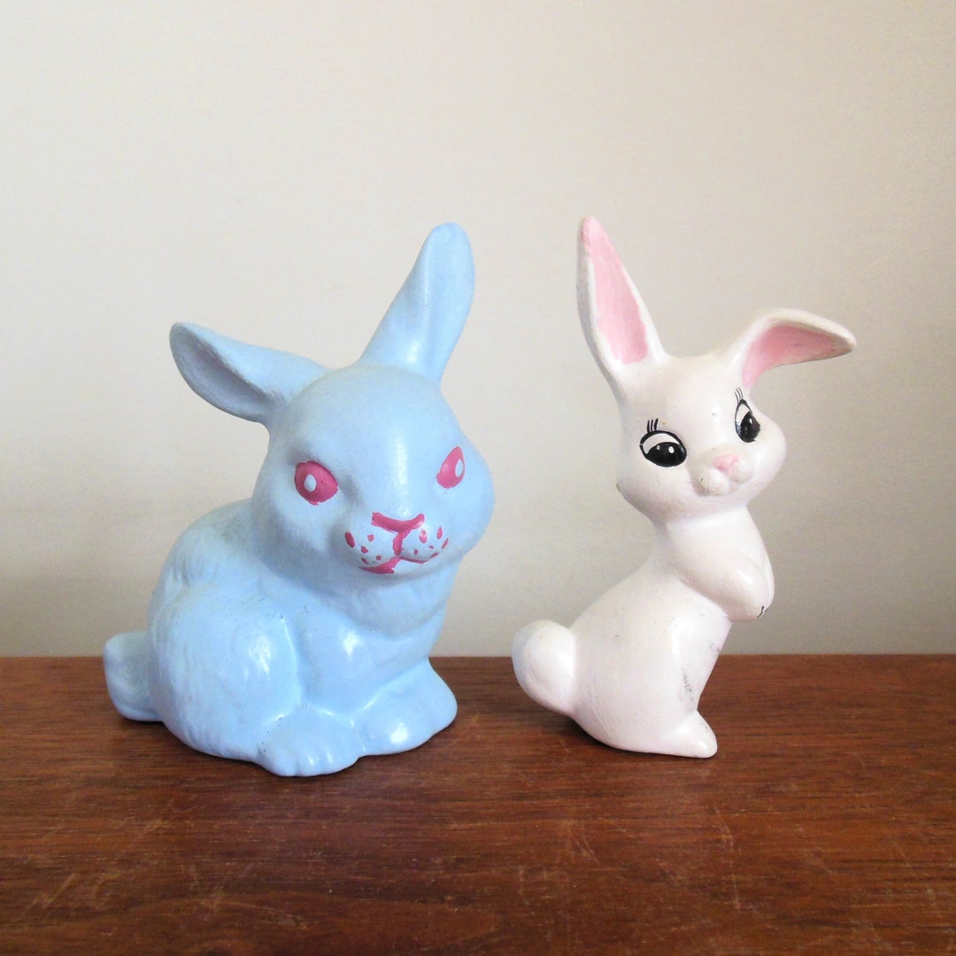 Ceramic Easter Bunny Figure, Choice of One Rabbit, Hand Made Blue With ...