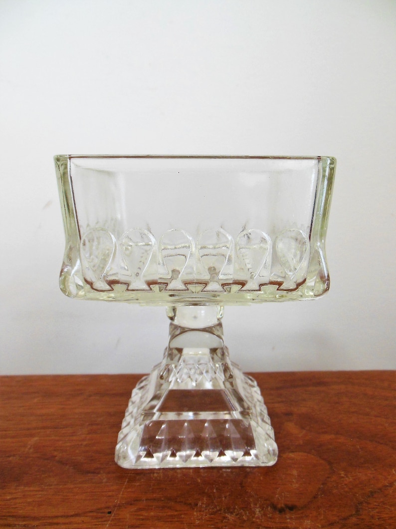 Wedding Square Compote Clear Glass Dish on Pedestal Etsy