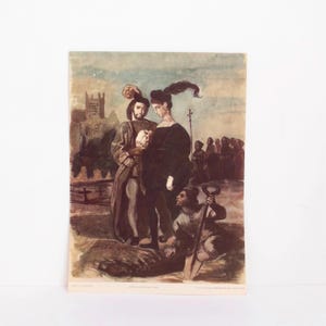 Hamlet by Delacroix, Vintage Print Suitable for Halloween Decorating, 1937 National Committee For Art Appreciation, Albertina Vienna