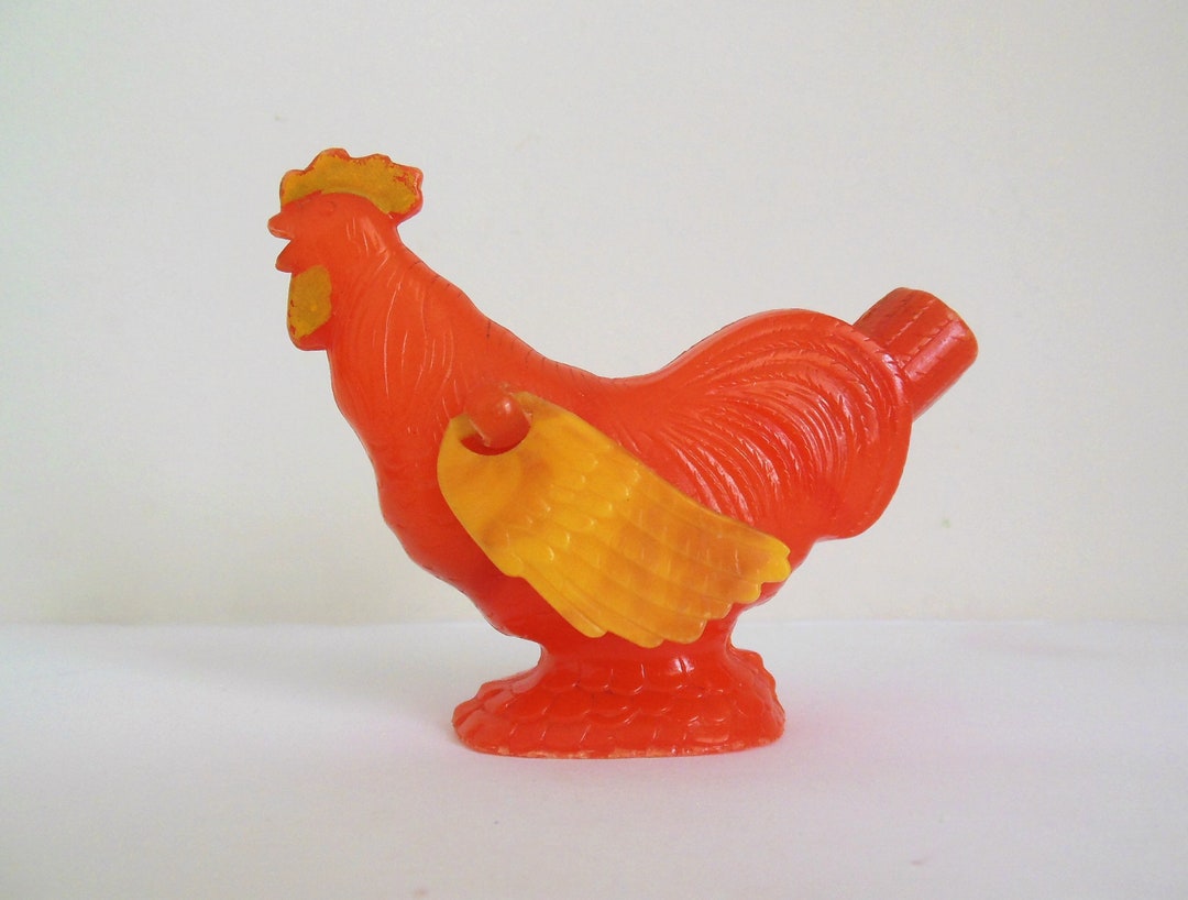 Chicken Whistle for Easter Orange Plastic Hen With Yellow Etsy