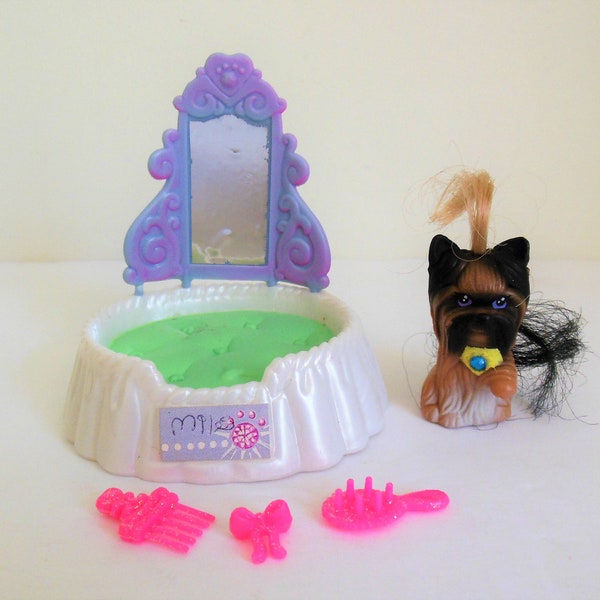 Littlest Pet Shop Yorkie or Toucan Bird, Choose Silky Pup With Salon, Jolly Toucan Pretty Perch Cage, 1994 Kenner Toy