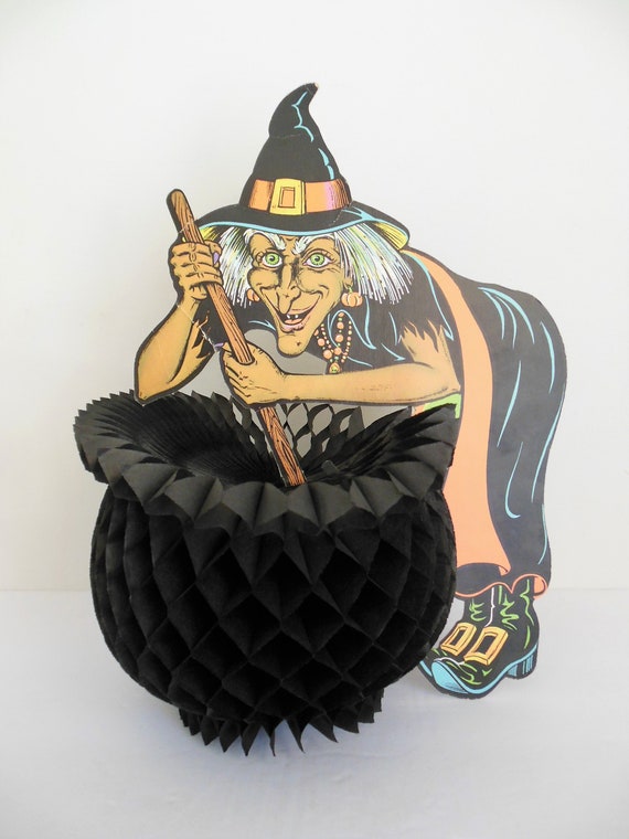 1960's Witch Cauldron Vintage Beistle Halloween Place Card Never Used NOS 