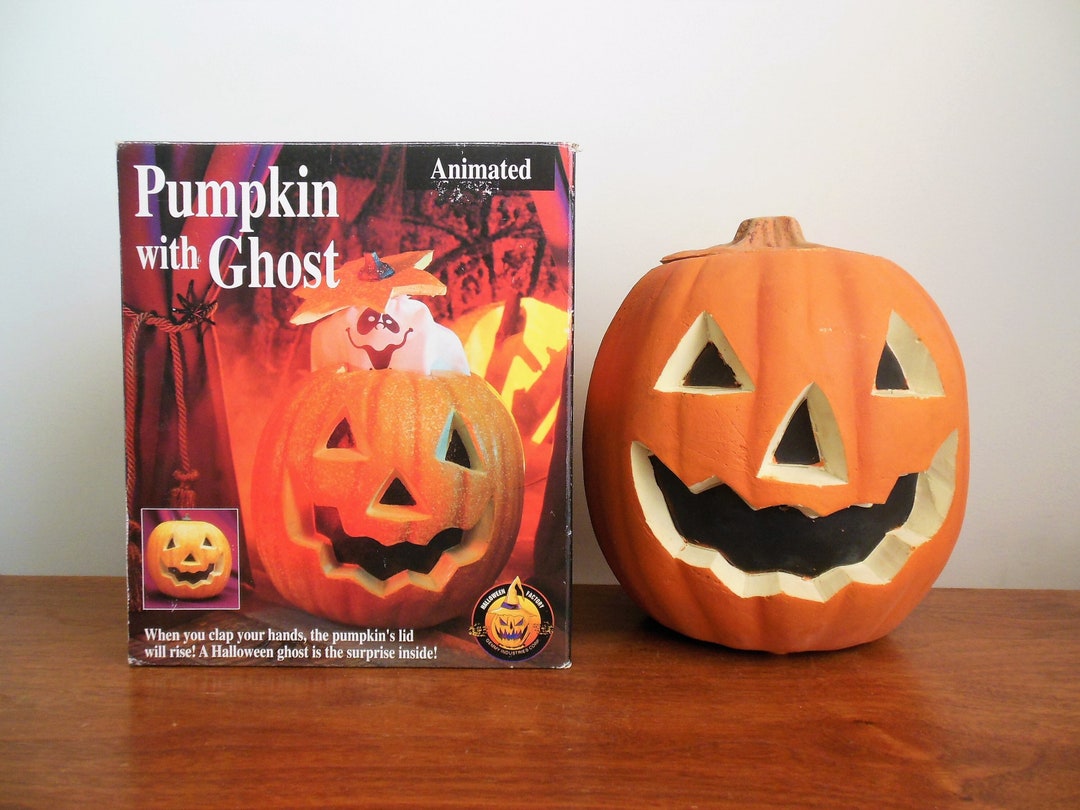 Halloween Pumpkin With Ghost, Animated Jack O Lantern by Gemmy