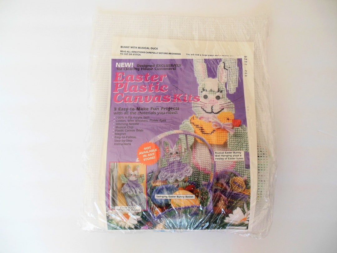 Easter Plastic Canvas Kit, 3 Projects, Easy to Make Bunny Hanging