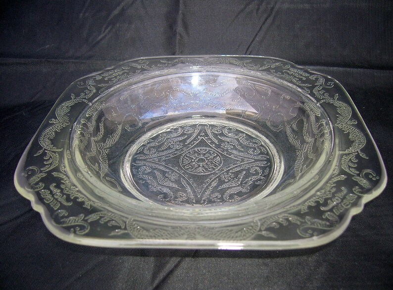 CLEARANCE-Madrid Depression Glass Clear Bowl for Salad or Soup
