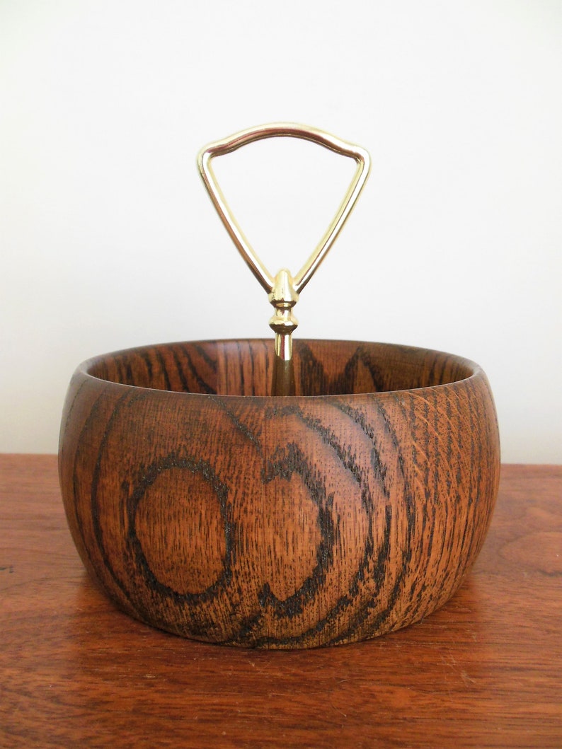 Small Wood Tidbit Bowl With Gold Handle Lebanon Supply Etsy