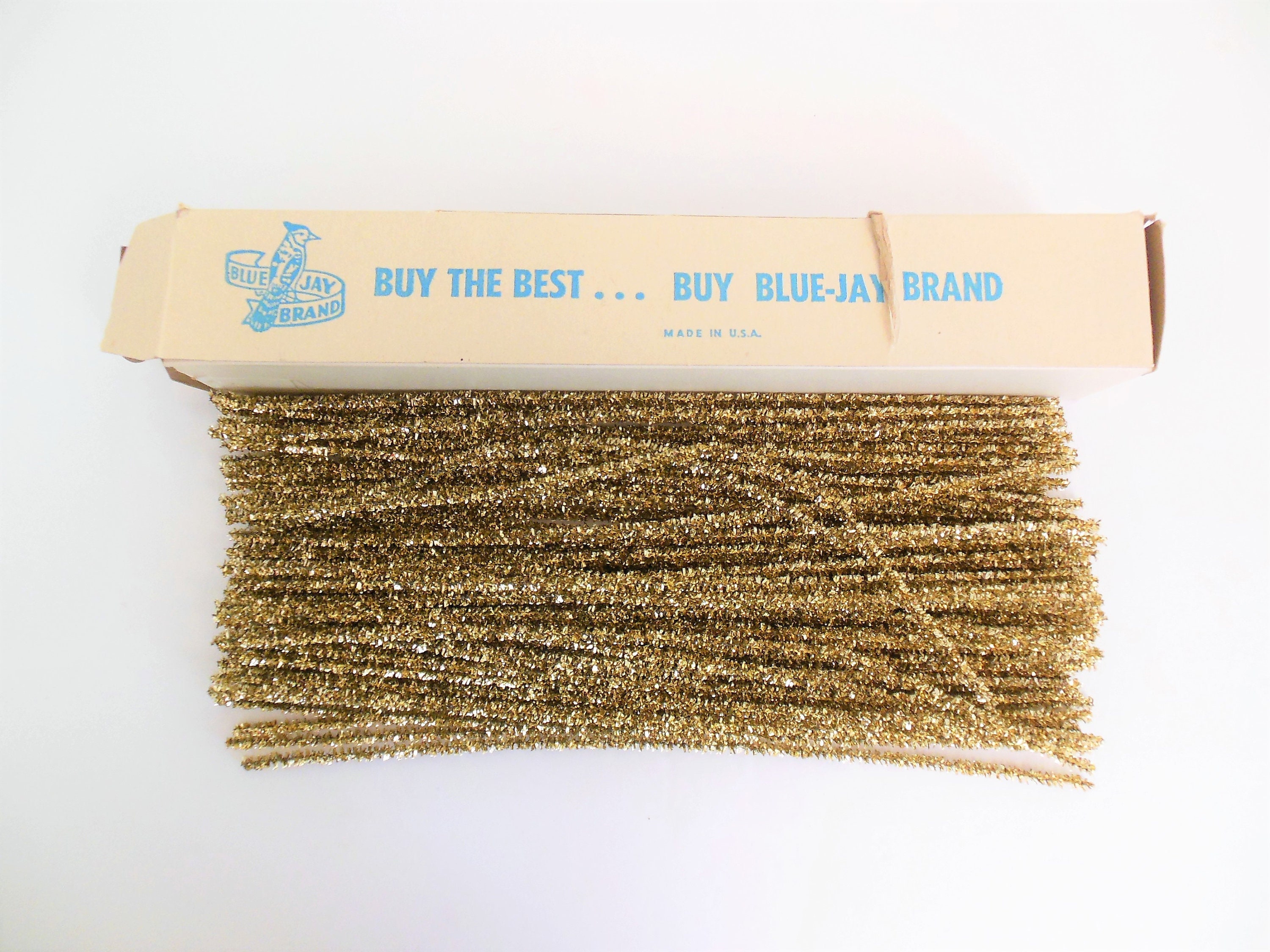 25, 6mm, Gold Tinsel Stems, Holiday Pipe Cleaners, 12 Long, Christmas Craft