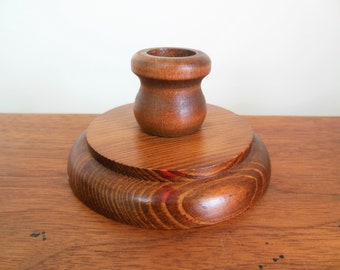 Wooden Candle Holder, One Round Wood Handmade Taper Candlestick Holder, Your Choice of Wood Color