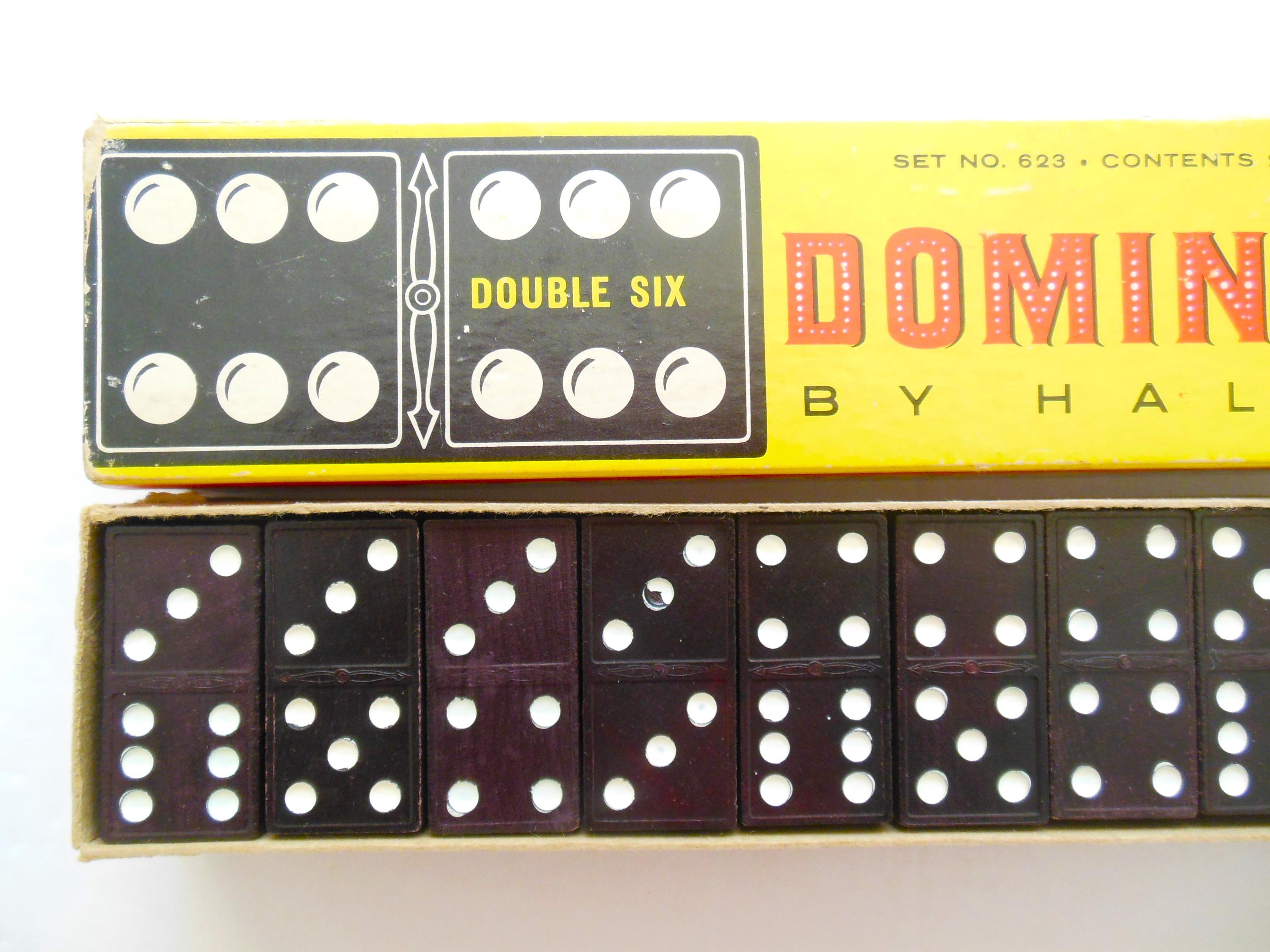 Halsam Double Six Dominoes Set 623 Made in USA, 28 Pieces in