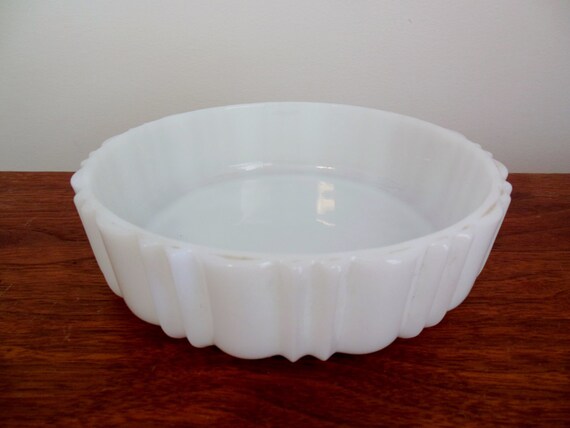 Clearance Milk Glass Bowl Anchor Hocking Old Cafe Open Dish With Ridges White Milkglass Serving