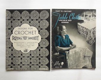 Crochet Table Cloths or Royal Society Designs Vintage Booklet Your Choice, Book 36 or Lily Book 400 Handmade Home Decor