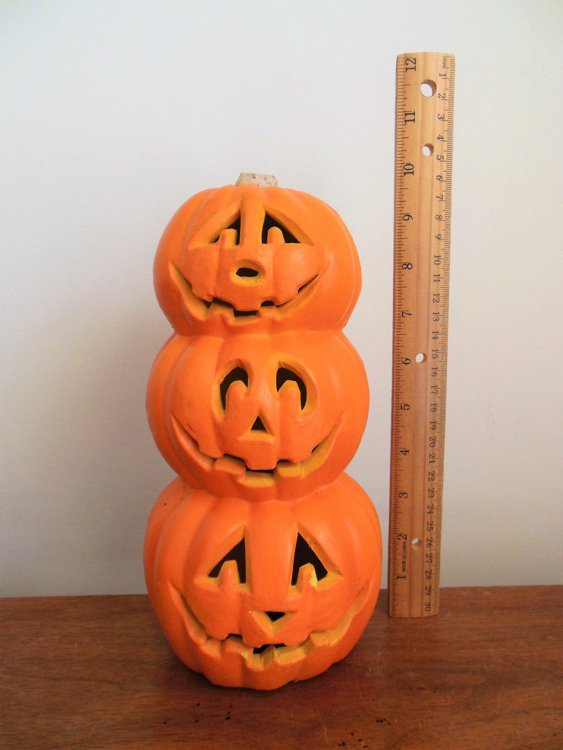 Stacked Foam Pumpkins Small Halloween Jack O Lantern 10 Inches