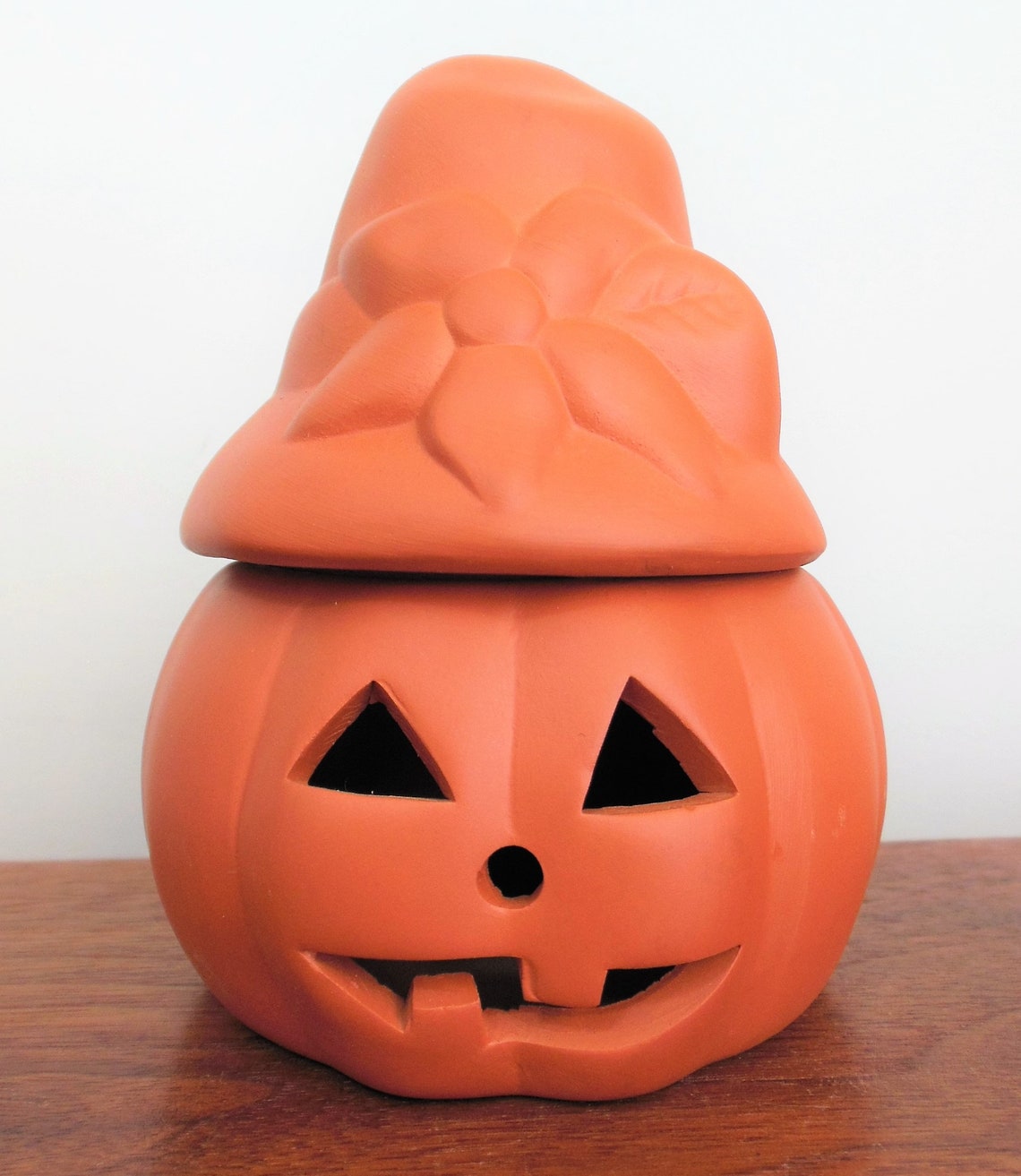 Terra Cotta Pumpkin Jack O Lantern Halloween Tealight Candle Etsy
