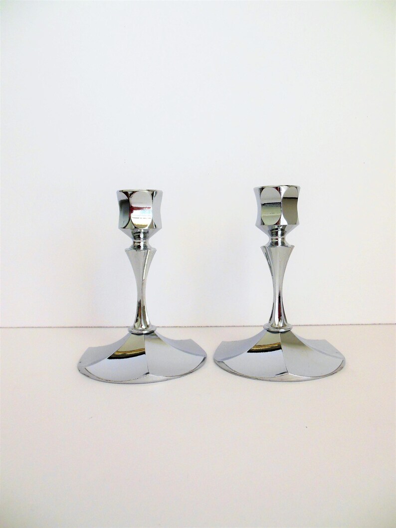 Pair of Irvinware Chrome Candle Holders Two Vintage Silver | Etsy