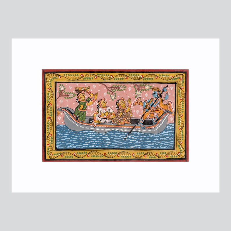 Giclee on canvas Radha and Krishna in the boat of love