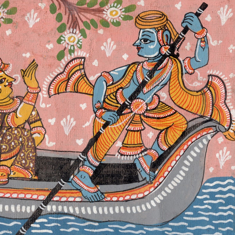 Giclee on canvas Radha and Krishna in the boat of love