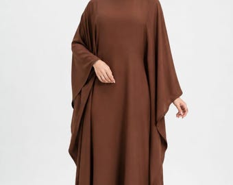 Brown Maxi Kaftan Dress, Elegant Modest Resort Wear, Flowing Loose Fit Evening Gown