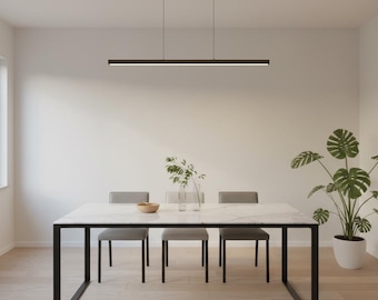 Lámpara colgante lineal elegante para comedor moderno, diseño minimalista.
