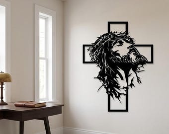 Modern Spiritual Metal Cross Sculpture for Home Sanctuary