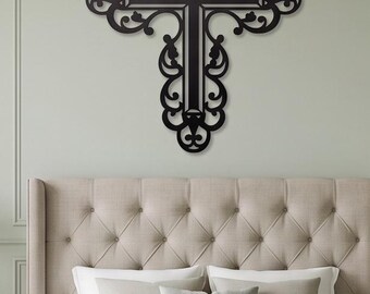 Modern Metal Cross Wall Decor | Intricate Cut-Out Statement Piece